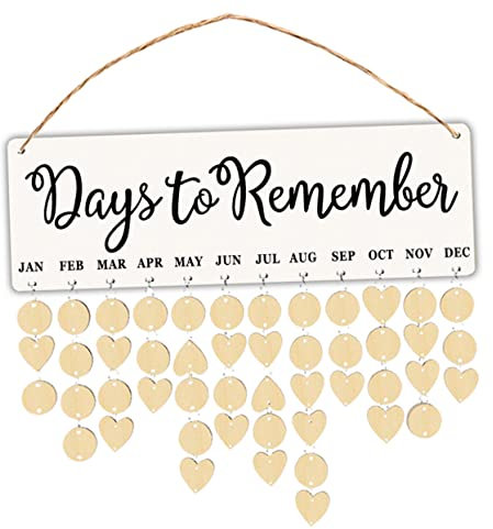 PLAFOPE Holz Geburtstagskalender Hängekalender Aus Holz Datumsanzeige Aus Kalenderornament Diy-kalender Mit Seil Und Eisenringen