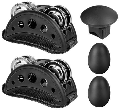 Rigych Egg Shakers und Fuß Tamburin Percussion, Rhythmus Finger Shaker für Schlagzeug Gitarre Ukulele Mandoline Banjo Spielen