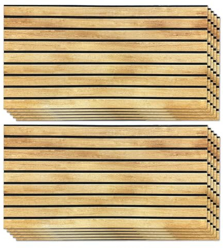K&B Panels 3D Wall Panels, Realistic Wood Effect Styrofoam Wall Panelling Kit, Lightweight, Easy to Install, Dual Insulation to Reduce Acoustic Noise, Indoor & Outdoor (Natural) (10 Panels)