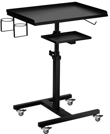 BARBALL Tattoo-Tablett-Wagen mit Ablageplattform, Salon-Tablett auf Rädern, Trolley, höhenverstellbar, robuster Aufbewahrungswagen für Tattoo-Studio