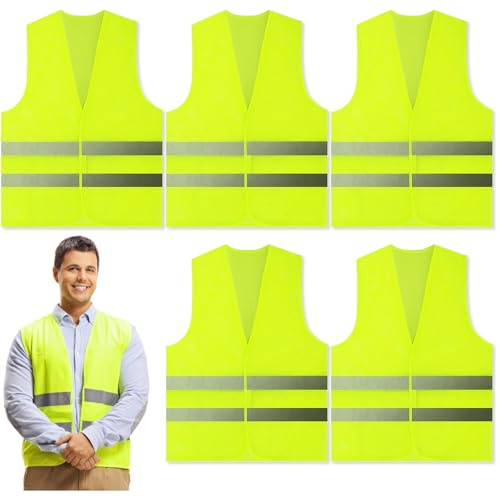 Huanmin Lot de 5 gilets de sécurité pour voiture - Réfléchissant à 360° - Gilet de sécurité pour adultes et enfants - Gilet de sécurité pour la nuit, les travailleurs du bâtiment, les automobilistes