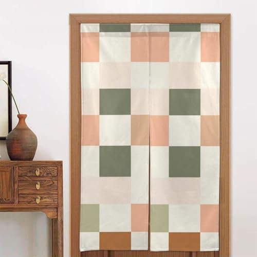 DFJMASFKOL Türabdeckung im Retro-Stil, kariert, kariert, Türabdeckung, dekoriertes Banner für Innen- und Außenbereich, Türdekoration, 86 x 143 cm, Beige