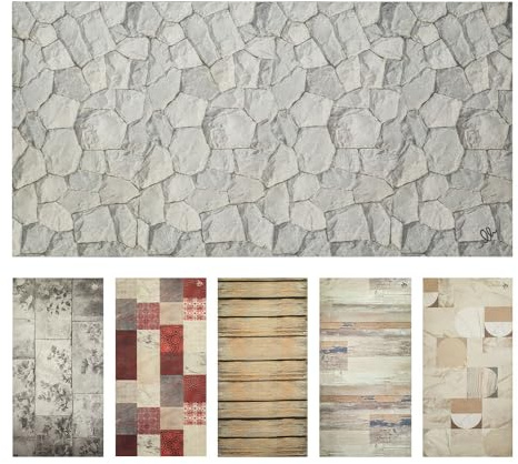 OLIVO.shop ULISSE Tappeto cucina assorbente, Passatoia antiscivolo lavabile, Tappeto cucina pvc, 6 disegni e varie misure. (STONES, 50x170 cm)