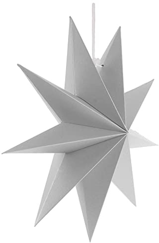Gitohoni Papierstern Faltstern Fensterstern Raumdekoration Als Hängeschmuck mit 3D Design Und 9 Spitzen Aus Papier Als Baumschmuck für Weihnachten Und für Part, Grau, 30 cm