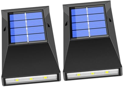 FIXOSHEE 2 pezzi Lampade a Parete Esterne Impermeabili LED Luce Calda Decorativa per Giardino Sicurezza Patio Ricarica Energia Fotovoltaica Illuminazione Diffusa Notturna