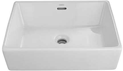 Lavabos de tocador Fregadero de recipiente rectangular blanco Fregaderos baño sobre encimera 19.88 '' × 15.9 for baños