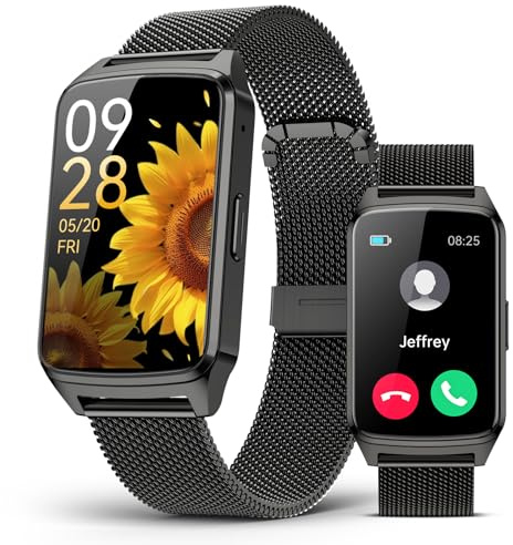 paybay Smartwatch Damen Herren mit Telefonfunktion, 1,57 Fitness Tracker Smart Watch, 110+ Sportmodi Fitnessuhr mit Herzfrequenz/SpO2/Schlaf Monitor Schrittzähler,Sportuhr für iOS Android Schwarz