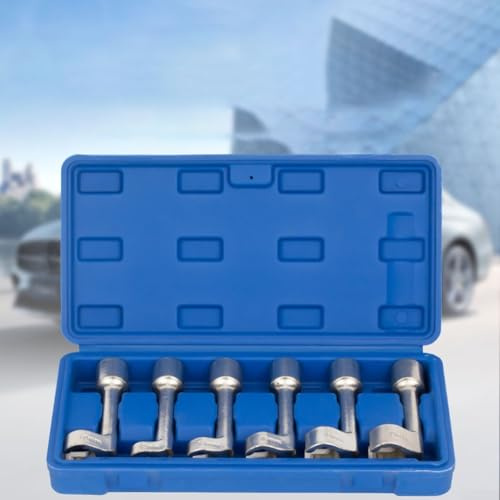 Gdfnmogo Juego de 6 llaves de tubo de inyección diésel en forma de L con unidad de 1/2 pulgada para desconexión de línea de combustible 12 14 16 17 18 19 mm kit de herramientas de metal