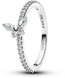 PANDORA Silber Damenring Funkelnder Schmetterling Weiß 194269C03