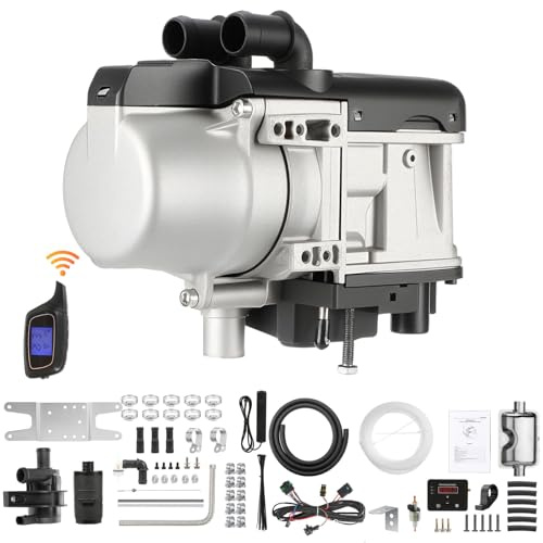 ISINEVER 12V 6KW Standheizung Dieselheizung Diesel Kraftstoff Flüssigkeit Heizung Diesel Hydronic Kühlmittelheizung Vorwärmer LCD Schalter Schalldämpfer + Wasser Pumpe Parkplatz Heizung Gerät