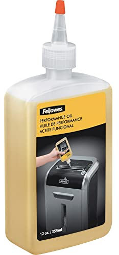 Fellowes Aktenvernichter-Öl, Inhalt: 355 ml, zur Pflege von Partikelschnitt- und Mikroschnitt Aktenvernichtern, einfache Dosierung