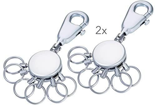 TROIKA 2x PATENT SCHLÜSSELHALTER BASIC SET KYR60/MC TB-KYR60/MC Schlüsselanhänger abnehmbare Ringe metall matt Karabinerhaken 6 ausklinkbare Ringe Schlüsselorganisation