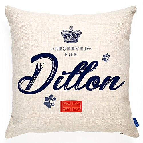 KRAFTYGIFTS Personalised Dog Breed Reserved Cushion Pillow Cover | Pet Name | Paw Prints KC201