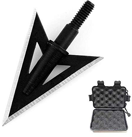 SHARROW 12pcs Pfeilspitzen Jagdspitzen 100 Grains 2 Klingen mit Broadhead Box für Carbonpfeile Armbrust Pfeil und Bogen (Black)