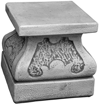 gartendekoparadies.de Sockel mit besonderem Format, Steinsockel, H. 21 cm, Stellfläche 19 x 19 cm, 17 kg, Grau, frostsicher aus Steinguss für Außenbereich