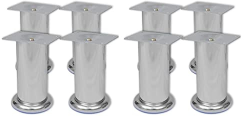 vidaXL 8-Piece Chrome Sofa Legs Set - 120mm Round Trestle Foot Furniture Accessories, Sturdy Iron Sofa Replacements, Silver, Easy Install for Home/Office