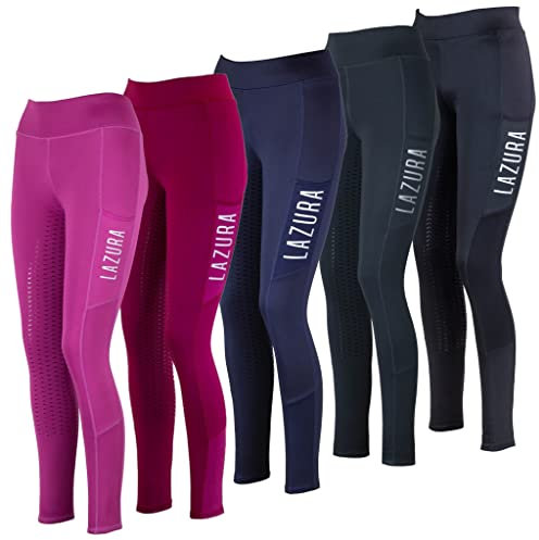 Lazura - Reitleggings für Damen Emilia | Vollbesatz aus Silikon | Vollbesatzreithose mit 2 seitlichen Handytaschen | Reithose in der Farbe Cranberry | Reitbekleidung in Größe 40