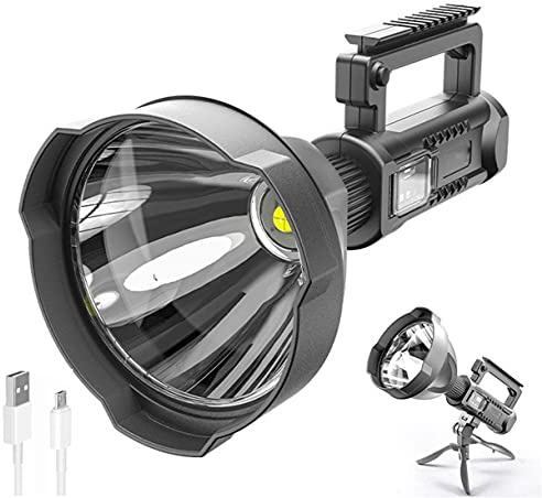 N+B Linterna de foco recargable, 4 modos LED, reflector súper brillante IPX5, luces de antorcha de trabajo a prueba de agua para senderismo, acampada, caza