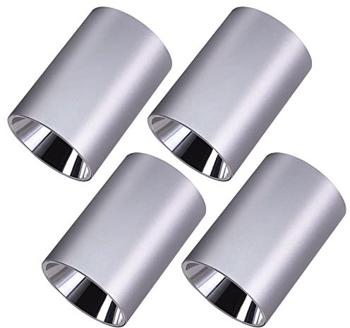 FOOC Faretto da soffitto Moderno LED 4 Pezzi 12W Montaggio su superficie Curvo Φ70mm 4000K COB Faretto da incasso 230V per soggiorno Ufficio Cucina Camera, Argento