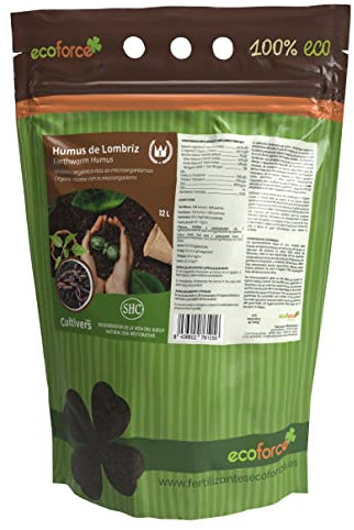 Ecoforce Cultivers Organic Earthworm Humus 12 L Universal. Fertilizer For Plants. 100% Natural Organic Fertilizer. Soil Reconstituent