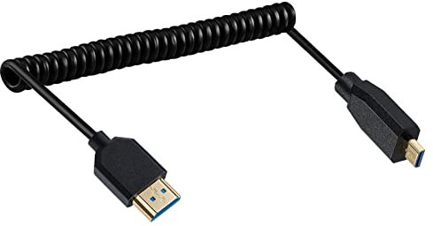 LOKEKE Coiled 8K Micro HDMI to HDMI Cable 2.1 Version, Gold-Plated HDMI to Micro HDMI Male to Male Cable Cord, 8K@60Hz 4k@120Hz, eARC HDR10 Compatible with PS5 TV Switch Roku(M-M, 1.2M)