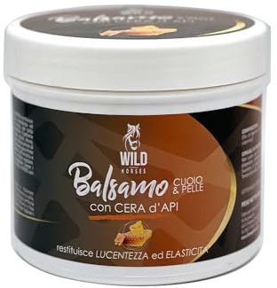 Wild Horses | Balsamo Cuoio & Pelle con Cera d'Api, Restituisce Lucentezza ed Elasticità, per Cuoio e Selleria, 500g, Made in Italy
