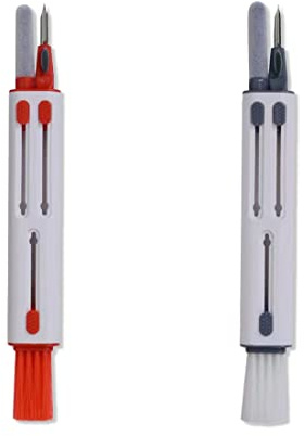 2 Stück 3 in 1 Reinigungsset für Bluetooth Kopfhörer Airpods Pro, Tastatur Reinigungsset Multifunktions Reinigungsstift Bürsten Reinigungswerkzeuge, mit Schwamm, Bürste, Metallspitze Reinigungsset