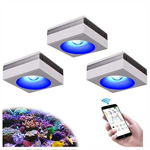 PopBloom RL90 WiFi Reef Lampe Meerwasser Led Aquarium Beleuchtung, App Kontrolle Salzwasser Riff Aquarium Beleuchtung für Korallenriff SPS/LPS Marine Fisch Tank (Für 130-160cm Meerwasserbecken)
