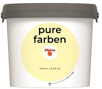 Alpina Peinture murale pure - Jaune vanille - Peinture intérieure résistante et respirante - Économique, bien couvrante et nettoyable - 2,5 l