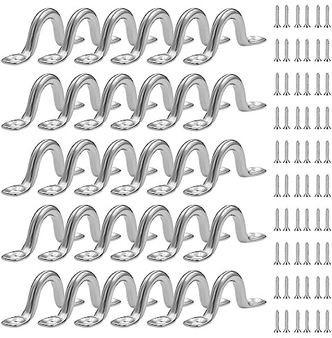 30 Pièces Boucles de Plate-Forme de Kayak, Boucles de Pont, avec 60 Vis, Boucles de Pont pour Kayaks, Plaque Oeillet Acier Inoxydable 304, Kayaks Oeil Plaques, pour Kayak Canoe Rigging(4MM, Argenté)