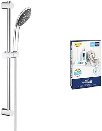 GROHE Vitalio Joy 110 Massage & QuickGlue S2 – Handbrause-Set (wassersparend, 3 Strahlarten, Twist-Stop-Brauseschlauch 1750 mm), chrom, 27333000