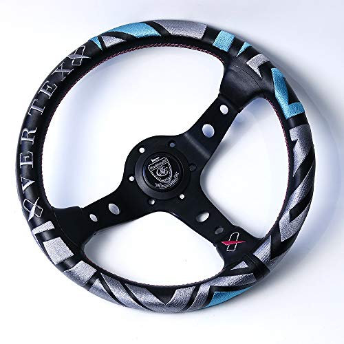 MOEENS Volante Sportivo Auto,Volante A Calice 13inch del Cuoio Genuino Drift Sport Volanti Decorazione