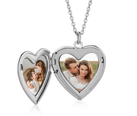 Jeweidea Kette mit Foto Personalisierte Kette Damen mit Gravur Bild Anhänger edelstahlkette Personalisiertes Geschenk für Männer/Frauen Schmuck