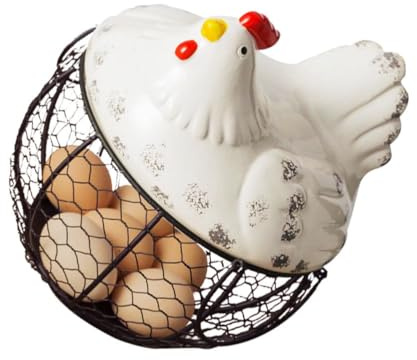 Zerodeko Cesta Almacenaje De Hierro para Huevos Y Snacks Canasta De Almacenamiento RúStica Pequeña para Cocina Y Restaurante Capazo Multifuncional 7.48X6.29X6.29In