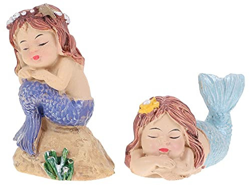 IMIKEYA 2 Pièces Artisanat De Sirène D'Extérieur Poupée De Fée Sirène Statue D'Aquarium Jouets D'Extérieur Décor D'Aquarium Accessoires De Réservoir De Tortue Mini Jouet