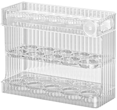 TYCIONG 30 Grid Egg Holder for Refrigerator, 3-Layer Clear Egg Tray Box, Stackable Egg Organizer for Refrigerator Door, Flip Egg Holder Large Eggs Space Saver (Translucent Color)