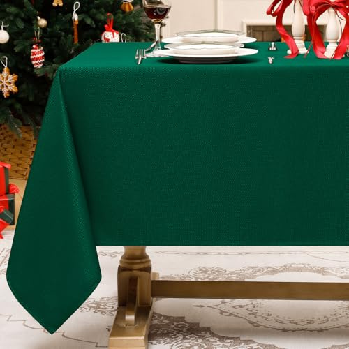 Softalker Tovaglia verde scuro 140x240 cm,12 posti,lavabile,antimacchia,poliestere 210GSM,design a jacquard,perfetta per grandi tavoli da pranzo,ideale per cene di Natale e regali,inverno.