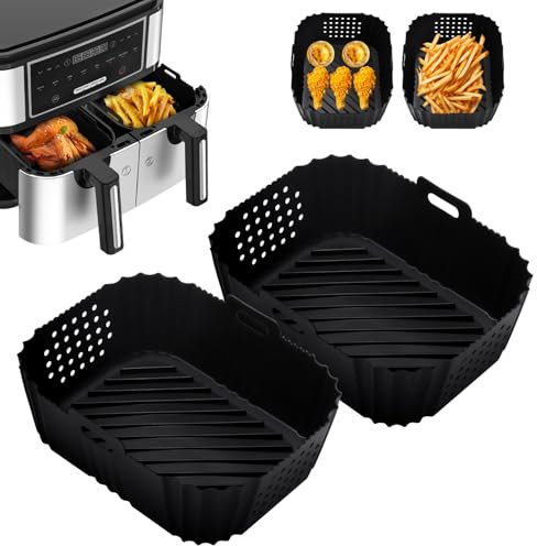2 Pezzi Accessori Friggitrice ad Aria per Ninja Double Stack XL Teglie Friggitrice ad Aria SL400EU 9.5L, Foodi Max Dual Zone AF400EU, AF300EU 7.5L, Silicone Teglia per Friggitrice ad Aria
