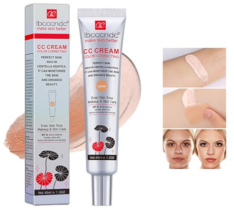 Newvenper CC Creme mit Centella Asiatica für Farbkorrektur Voll Deckende Foundation mit LSF 25, Ebenmäßiger Hautton Make-up & Hautpflege, Langanhaltender Feuchtigkeitsspendender Concealer, Dunkel 45ml