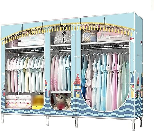 TONZN Tragbarer Kleiderschrank, Stoffgarderobe, Trennwand, Hängegarderobe, 168 x 210 x 45 cm, tragbar, Stoff H (D 168 x 210 x 45 cm)