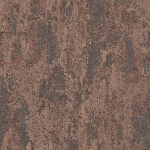Casual Chic Industrial Concrete Brown Wallpaper - Metallic Black Detail Modern - Textured Paste The Wall Vinyl