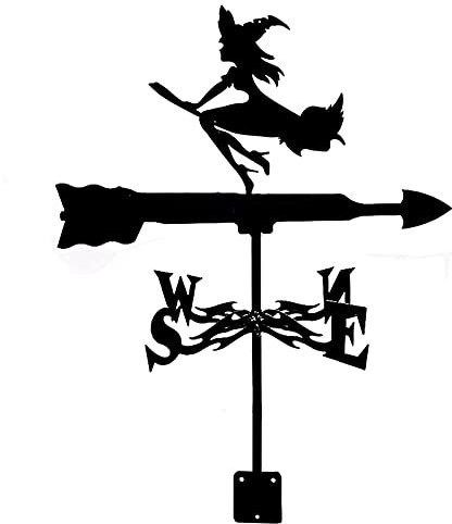 Generic Girouette, Girouette Métallique En Acier Inoxydable, Goélette Pêcheur Sorcière Faucon Chasseur Scène de Ferme Jardin Girouette, Girouette Décorative (Sorcière)
