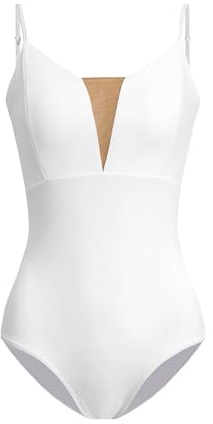 ZYXWVU Body Danza Classica Donna Body Ginnastica Artistica con Spalline, C12-Bianco,S