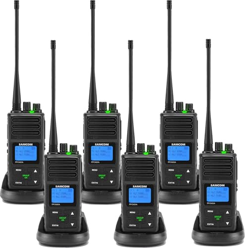 SAMCOM 5 Watt 2 Way Radio Walkie Talkie Long Range, 6 Pack FPCN30A Two Way Radios Rechargeable for Adult with Earpieces, Group Call, Professional UHF Radio for Hospitality, Construction, Outdoor