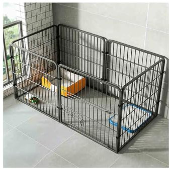 HUFIREHU Welpenlaufstall Freilaufgehege Mit TüR Kleintiergehege Metall WelpenkäFig Gittergehege Meerschweinchen Gehege Freilauf KleintierkäFig Laufgitter Welpenauslauf Laufgitter(Black,120*60*60CM)