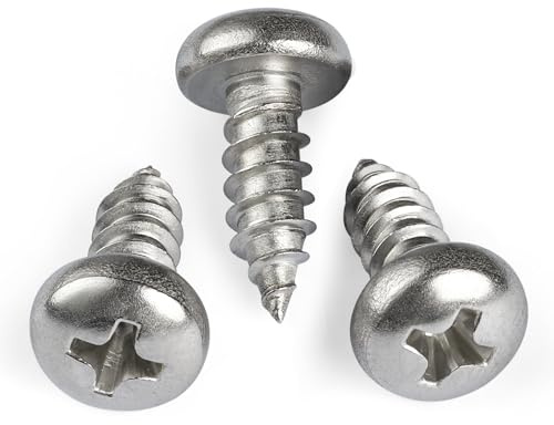 BNUOK #6 x 1/2 Inch Pan Head Wood Screws, Phillips Drive, Stainless Steel 304 (18-8), Self Tapping for Wood, Sheet Metal Screws, 100 Pack