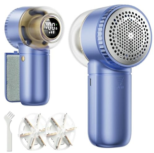 SYJYM Textile Shaver with Brush Large Velvet Shaver with Digital Display 3-Speed Hair Remover Clothes Furniture Ball Removal