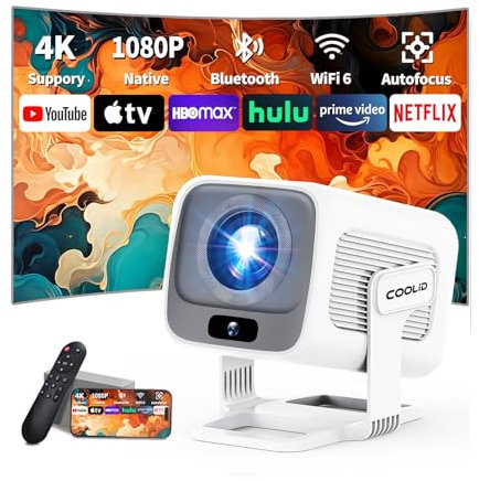 Proiettore Portatile 1080P HD, Mini Proiettore WiFi 6 Bluetooth 5.4 Videoproiettore Focus Elettronico Auto Keystone App Integrata, Chiavetta TV/USB/Laptop/iOS/Android TV