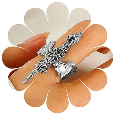 Cybche Anello Vintage Del Drago Volante Anello Aperto Regolabile Delle Ali Del Mostro Anello D'argento Del Drago Impennato Anelli Gotici Di Halloween Animali Anelli Delle Nocche Delle Dita Gioielli
