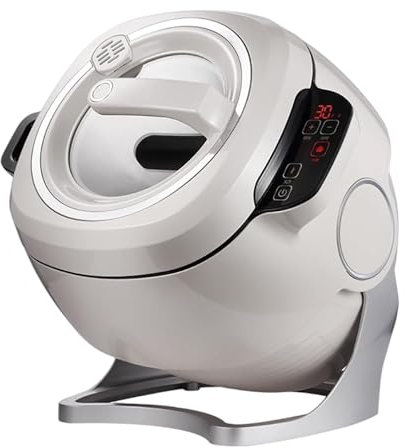 Wok de cocina eléctrico automático, arranque con un solo clic con 3 velocidades ajustables y rotación de 360° para freír, guisar y cocinar sin esfuerzo